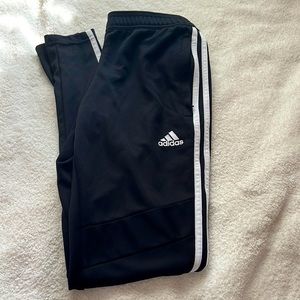 Black and white Adidas track pants